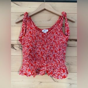 Japna | Red floral tank top | Size medium